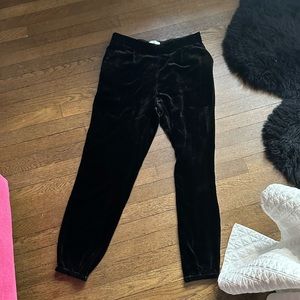 Black velvet joggers